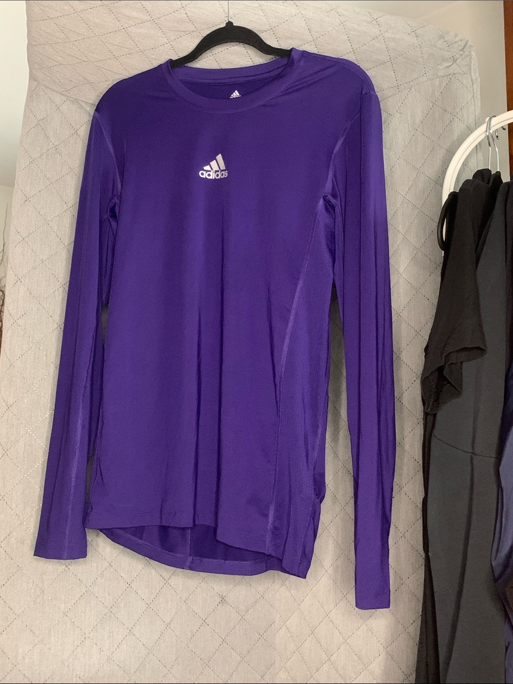 #187 Adidas Purple Short Sleeve Techfit Performance Longsleeve